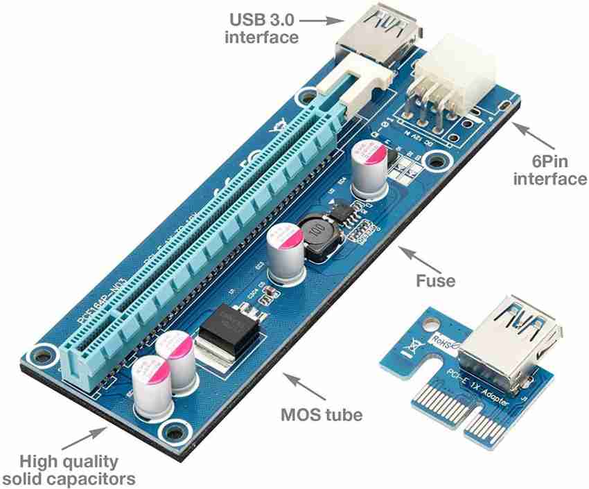 US Shipping 6-Pack PCIe 4-Pin MOLEX PCI-E 16x to 1x Powered Riser Adapter Card