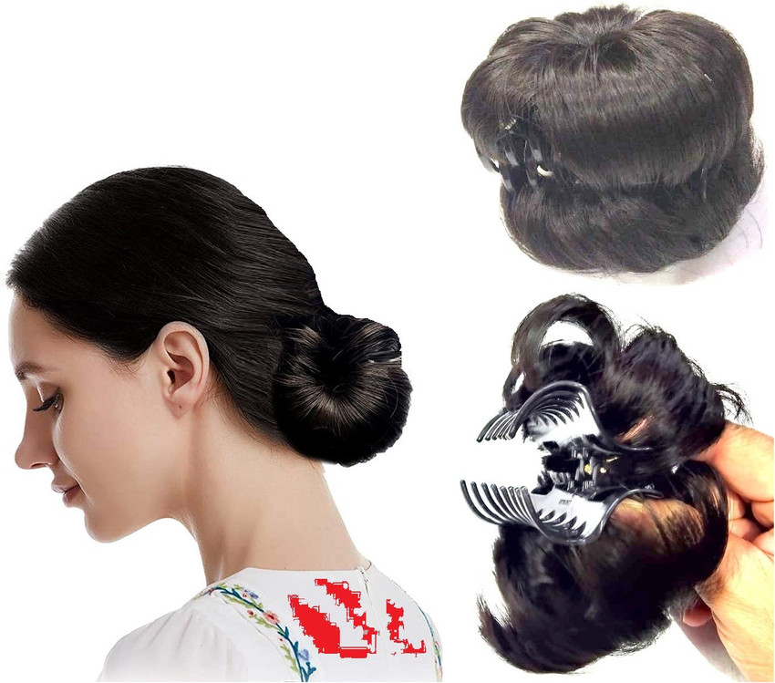 HALO NATION Hair Bun Crutcher with 2 hair flower - Small Hair Bun Clutcher For Women and Girls, Artificial Bun Juda with Clutcher for DIY Hairstyles, Hairstyling Tool and Accessory - Premium HALO NATION Hair Bun Crutcher with 2 hair flower - Small Hair Bun Clutcher For Women and Girls, Artificial Bun Juda with Clutcher for DIY Hairstyles, Hairstyling Tool and Accessory - Premium