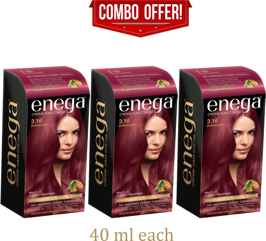 enega Burgundy Cream Hair Color 40ML Hair Color (Pack Of 3) , Burgundy -  Price in India, Buy enega Burgundy Cream Hair Color 40ML Hair Color (Pack  Of 3) , Burgundy Online