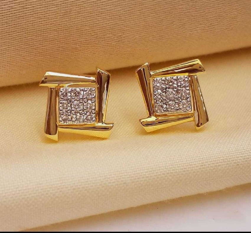 BuySend Handcrafted Oval American Diamond Stud Earrings Online FNP