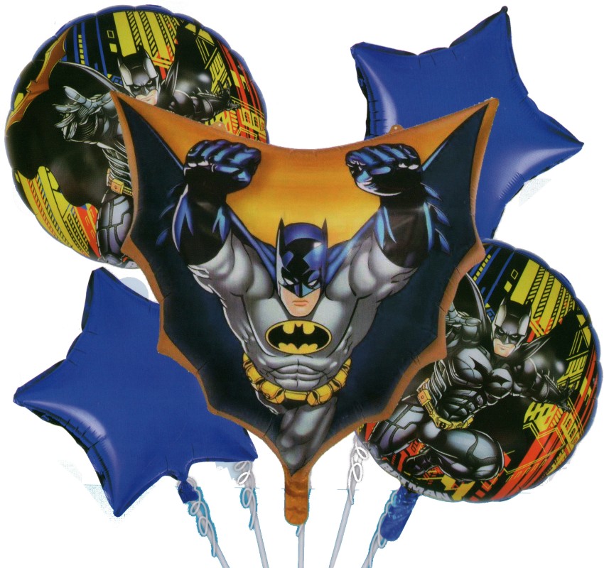  | Party Pack Printed Batman Theme Foil Balloon 5 pc Set For  Birthday Decoration Balloon - Balloon