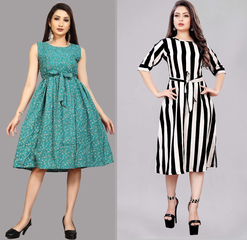Women A-line Multicolor Dress Price in India - Buy Women A-line Multicolor Dress  online at