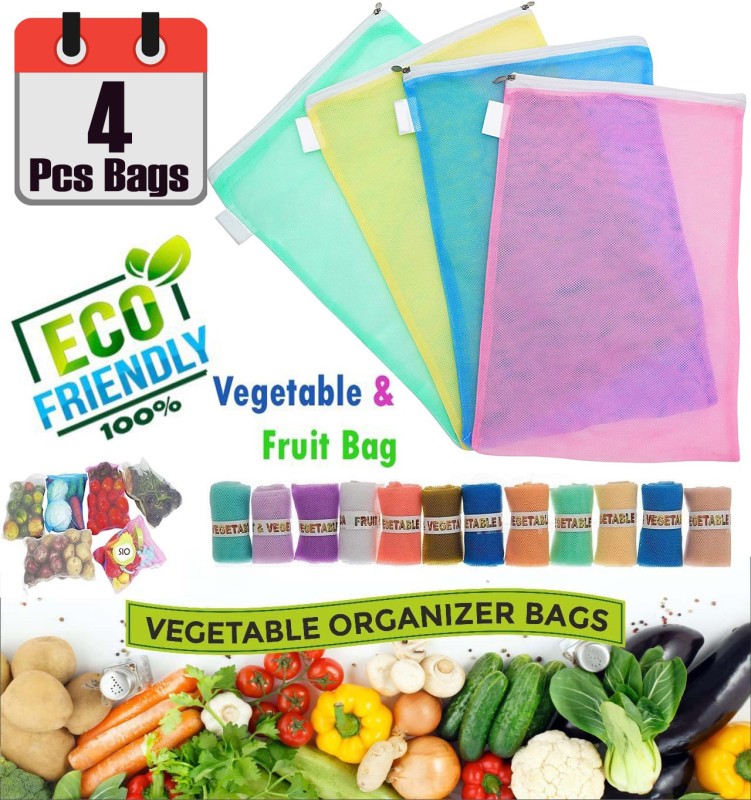 DHANVI ENTERPRISE Eco Friendly Reusable Mesh &Net Vegetable Fridge Storage  Bags With zip(35C*23CM) Price in India - Buy DHANVI ENTERPRISE Eco Friendly  Reusable Mesh &Net Vegetable Fridge Storage Bags With zip(35C*23CM) online