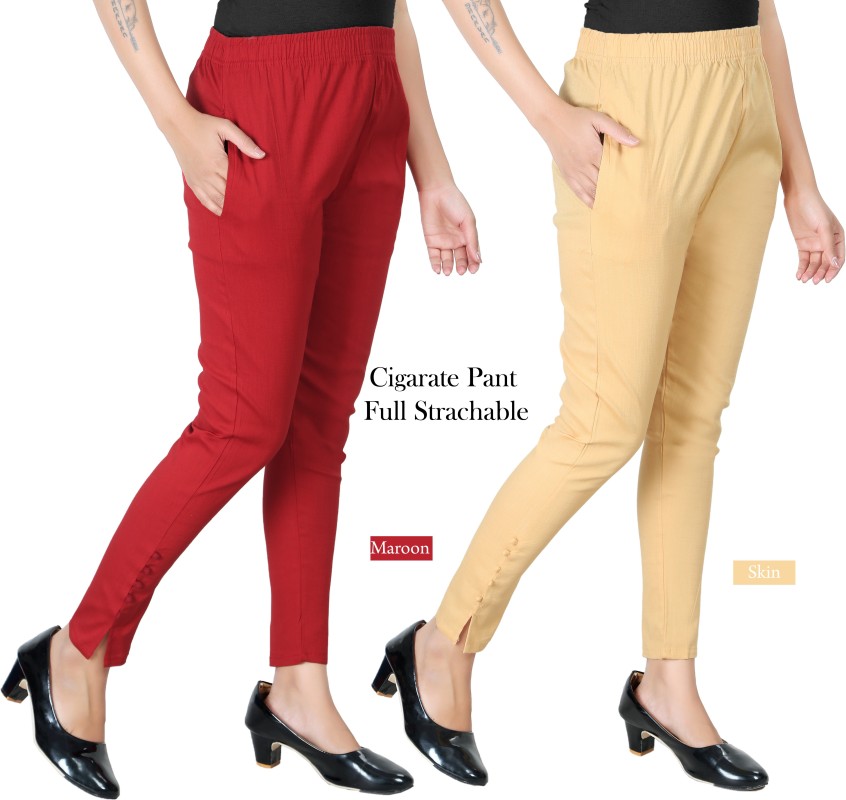 Buy Dollar Missy Cream Regular Fit Cigarette Trousers for Women Online   Tata CLiQ