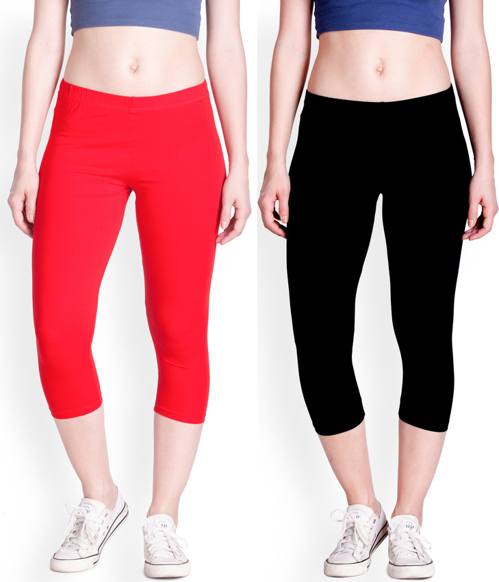 Lyra Women Red, Black Capri - Buy Lyra 