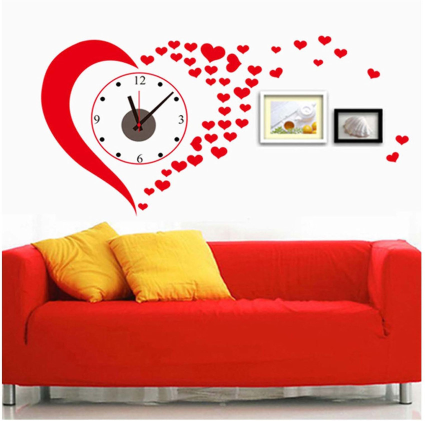 Kayra Decor Large Size Heart Clock Wall Design Stencils For ...
