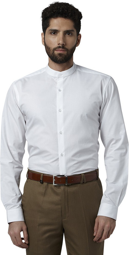 Men Striped Formal White Shirt 
