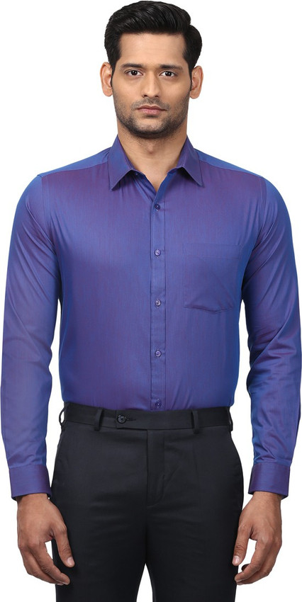 Raymond Men Solid Formal Blue Shirt 