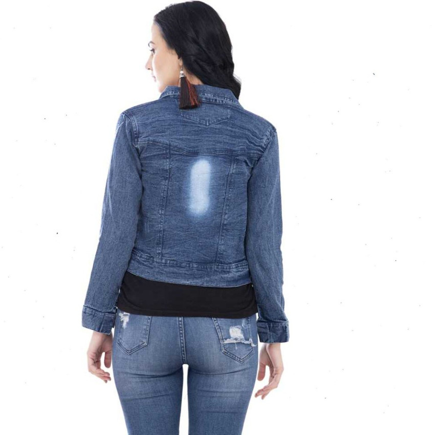 Full Sleeve Washed Women Denim Jacket 