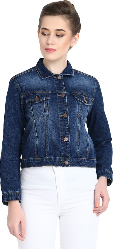 Sleeve Washed Women Denim Jacket 