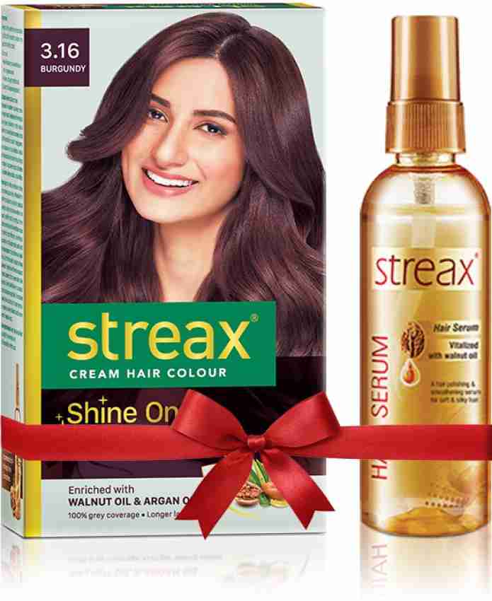 Streax Walnut Hair Serum 100Ml + Regular Burgundy  Hair colour Price in  India - Buy Streax Walnut Hair Serum 100Ml + Regular Burgundy  Hair  colour online at 