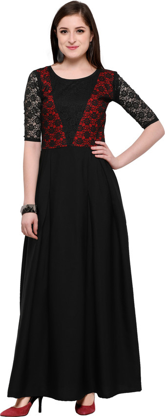 Mastani creation Women Maxi Red, Black 