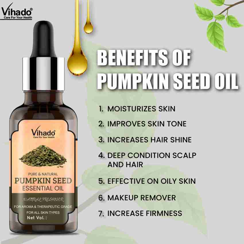 Vihado Pumpkin Seed Oil, Pure & Natural, Undiluted for hair loss, Younger looking - 10 ml (Pack of 1) Hair Oil - Price in India, Buy Vihado Pumpkin Seed Oil, Pure & Vihado Pumpkin Seed Oil, Pure & Natural, Undiluted for hair loss, Younger looking - 10 ml (Pack of 1) Hair Oil - Price in India, Buy Vihado Pumpkin Seed Oil, Pure &