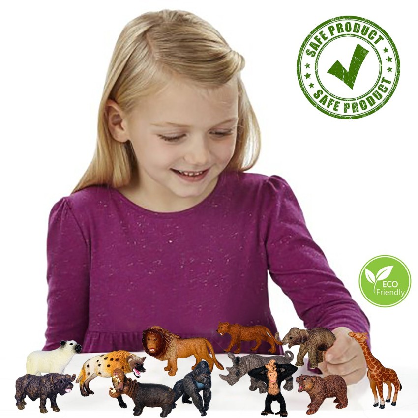 Miniature Mart Small Size Jungle Animals Toys Set, Realistic High Finish  Animal Figurines African Jungle Animals Play set with 12 Pc Set | Babies |  Children | Toddlers, 12 Piece Gift Set [