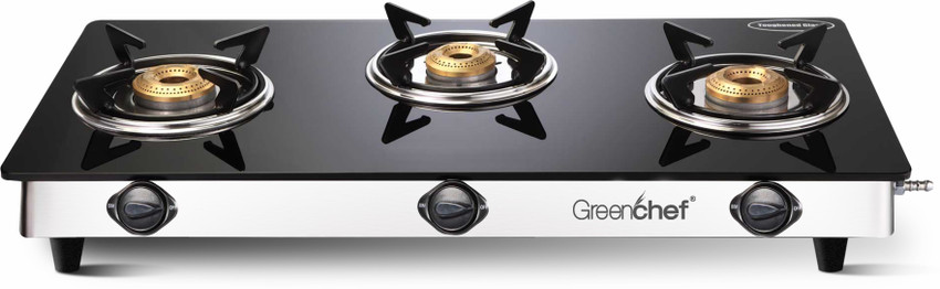 green chef 3 burner glass top gas stove