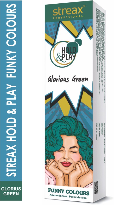 Streax Professional Hold & Play Funky Hair Colour Glorious Green,100gm ,  Glorious Green - Price in India, Buy Streax Professional Hold & Play Funky Hair  Colour Glorious Green,100gm , Glorious Green Online