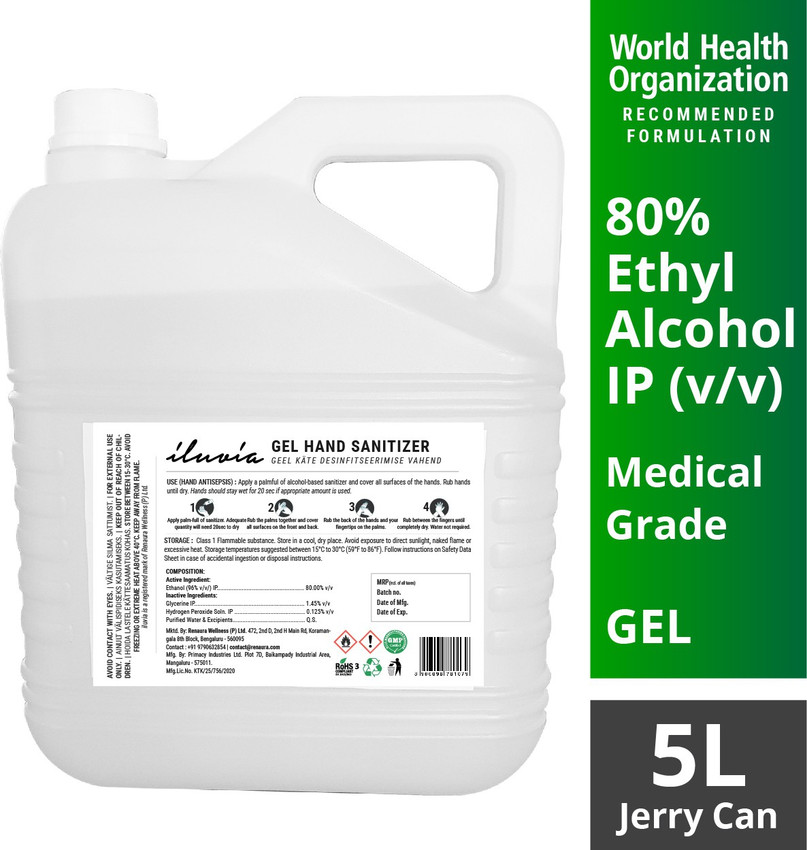 iluvia WHO Grade GEL Sanitizer 80% Ethyl Alcohol ...