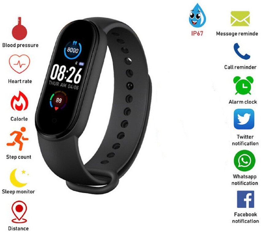 Marcrazy m5 smart bracelet black strap size large Outlet