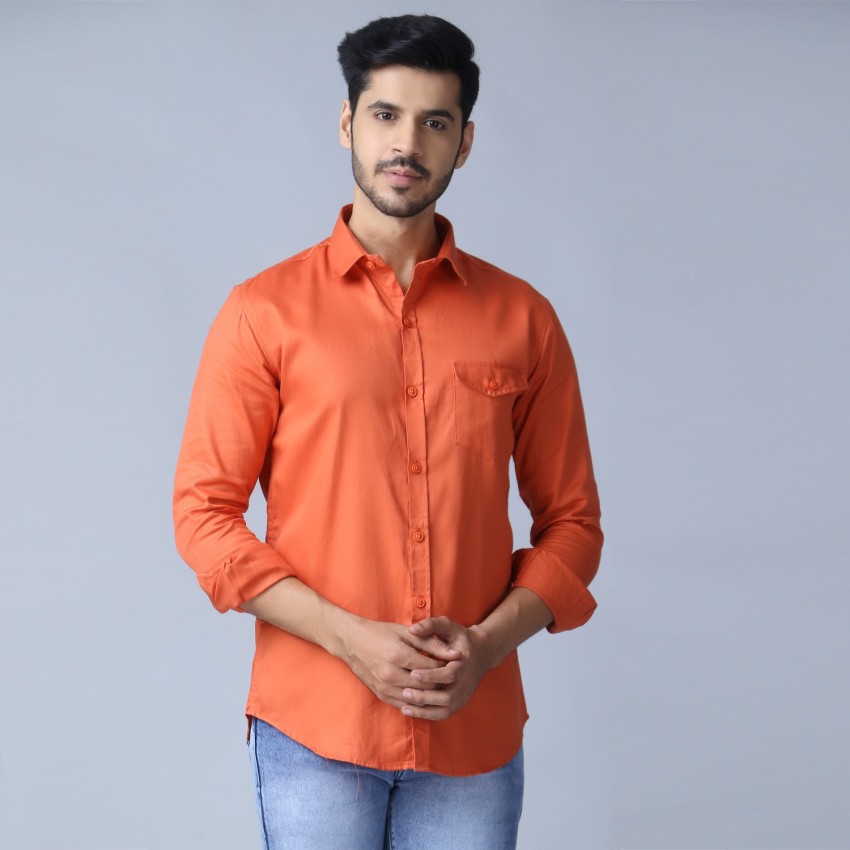 Nayasha Fashion Men Solid Casual Orange Shirt - Buy Nayasha Fashion Men  Solid Casual Orange Shirt Online at Best Prices in India 
