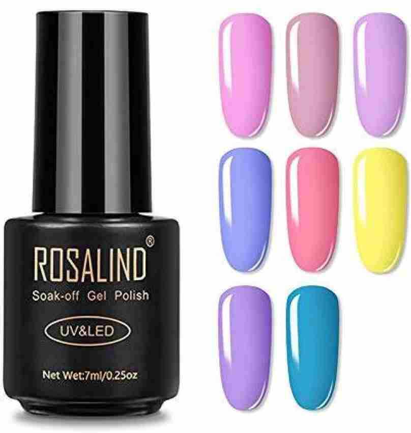 ROSALIND UV gel polish Semi Permanent Nail Manicure Soak off Top Coat Gel  varnishes- Pack of Eight Eight Different Colors - Price in India, Buy  ROSALIND UV gel polish Semi Permanent Nail