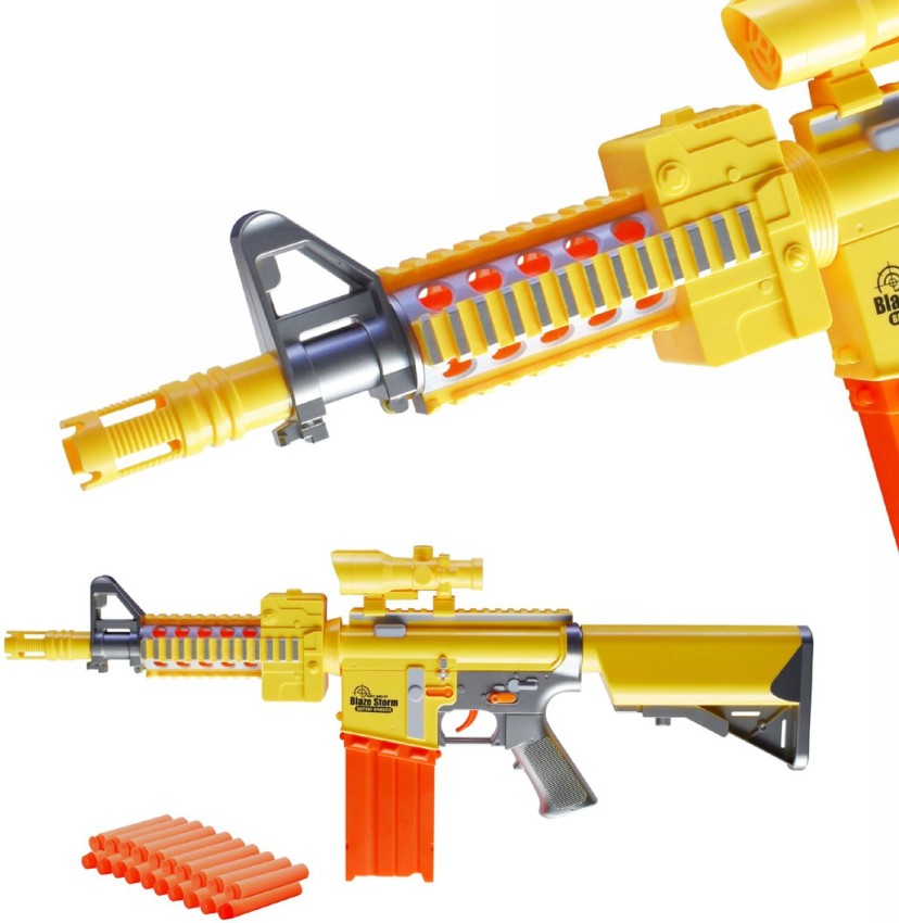 Yellow  Toy Gun  Soft Dart Machine Bullet Battery 