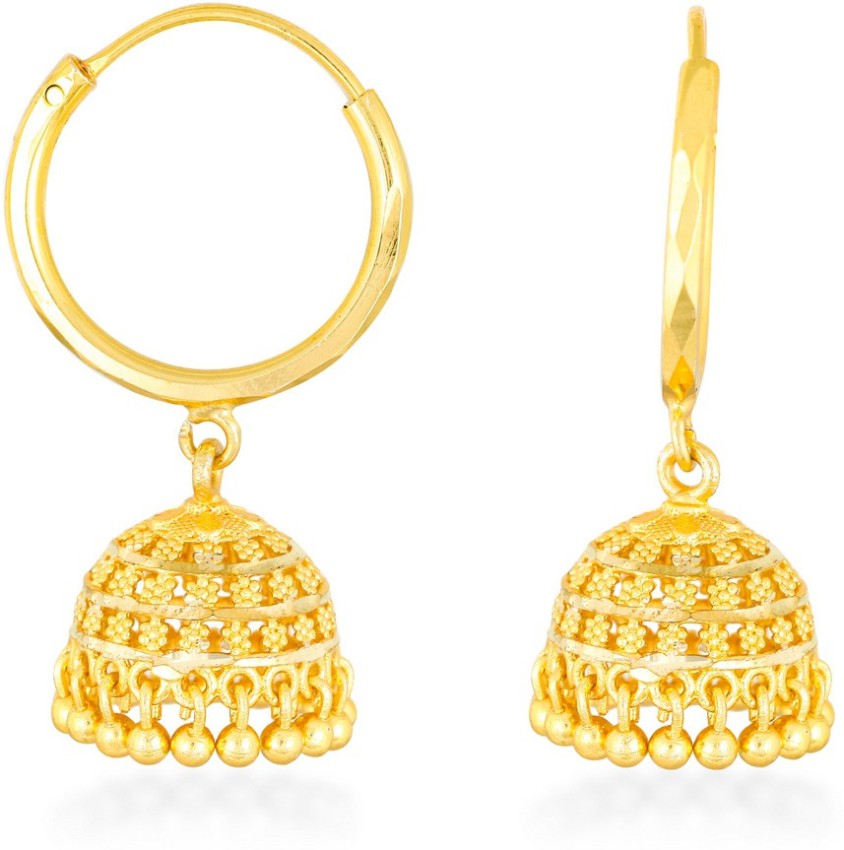 Traditional Antique Gold JhumkaBali Earrings for Women 22K SJ1560   Shining Jewel