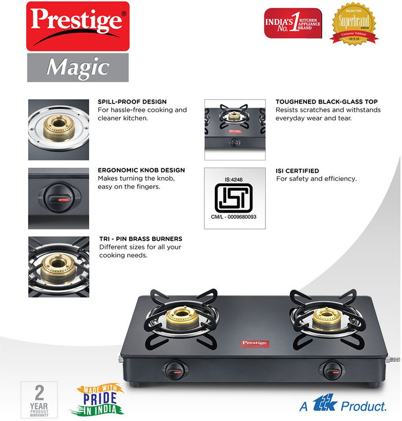 prestige magic gtmc glass steel manual gas stove
