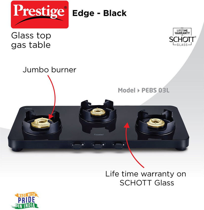 prestige edge schott glass 2 burner gas stove