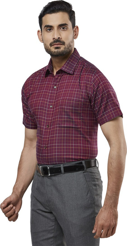 Buy Raymond Men Checkered Formal Purple 