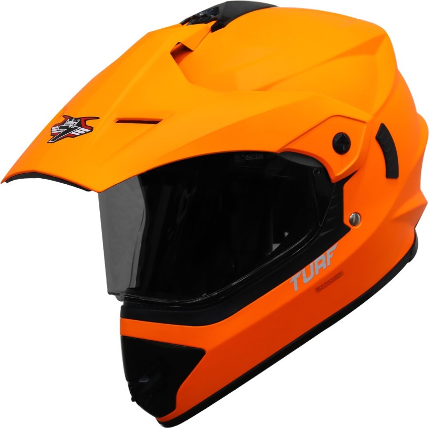 orange off road helmet