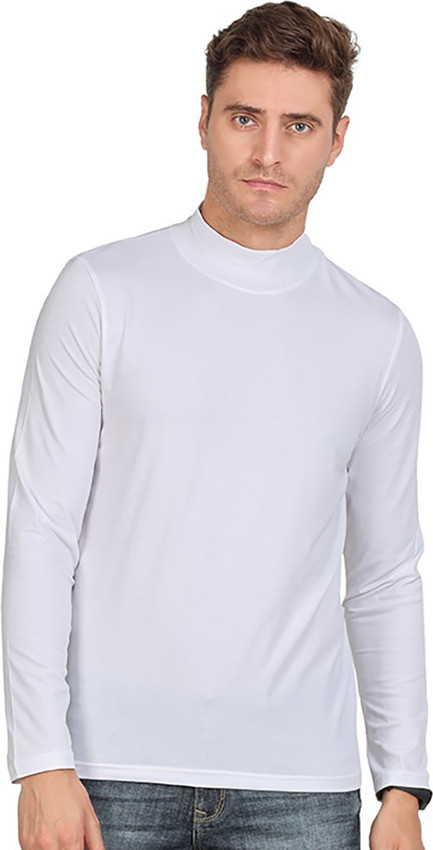 Snitch Solid Men Round Neck White T 