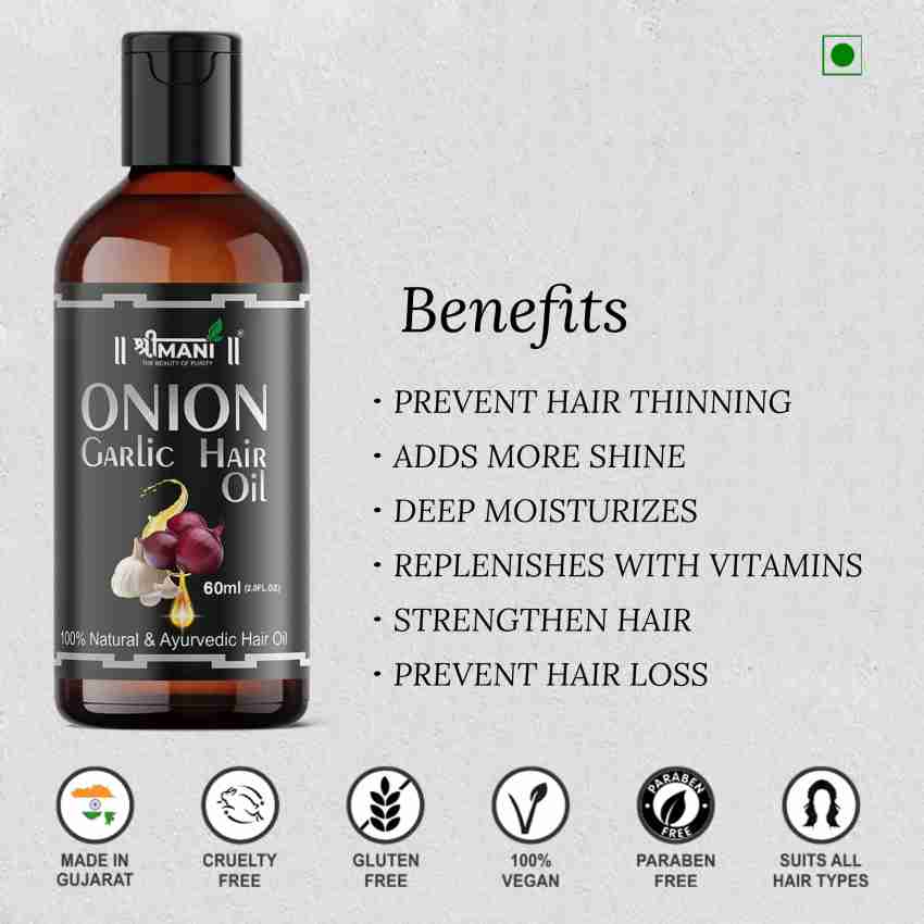shreemani Onion Garlic Hair Oil - 60ml Hair Oil - Price in India, Buy  shreemani Onion Garlic Hair Oil - 60ml Hair Oil Online In India, Reviews,  Ratings & Features 