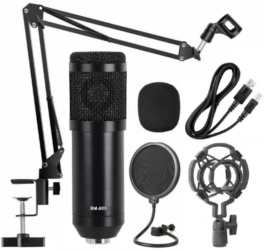 Podcast Condenser Microphone Kit Professional Cardioid Studio Mic Bundle with Adjustable Scissor Arm Stand Shock Mount and Pop Filter for Recording/Gaming/Streaming 