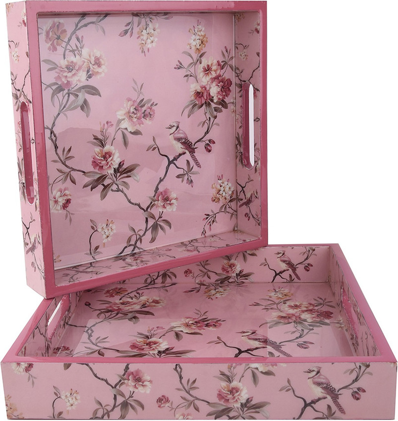 Tistabene Flora Pink Roses Tray 2 Pcs Set Tray Price In India Buy Tistabene Flora Pink Roses Tray 2 Pcs Set Tray Online At Shopsy In