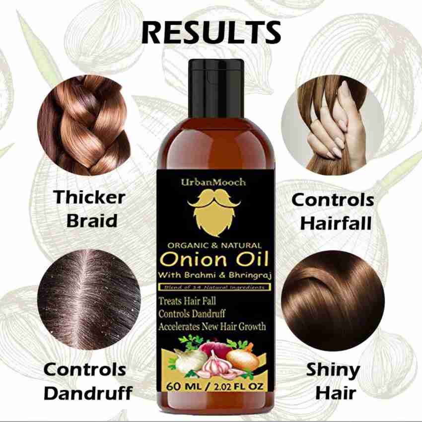 UrbanMooch 100% Pure & Natural RED ONION Herbal Hair Oil - Blend of 14  Natural Oils for Hair Regrowth, Treat hair loss, Dandruff Control &  Thickens hair Hair Oil - Price in