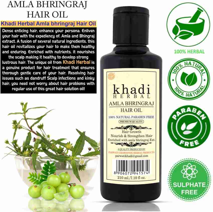 Khadi Herbal Amla Bhringraj Hair Oil For Nourish & Strengthen Hair (Pack  Of-2) Hair Oil - Price in India, Buy Khadi Herbal Amla Bhringraj Hair Oil  For Nourish & Strengthen Hair (Pack