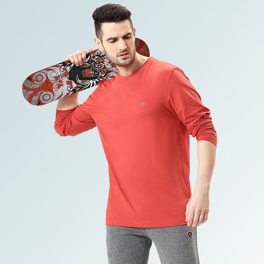 Sporto Solid Men Round Neck Red T-Shirt 