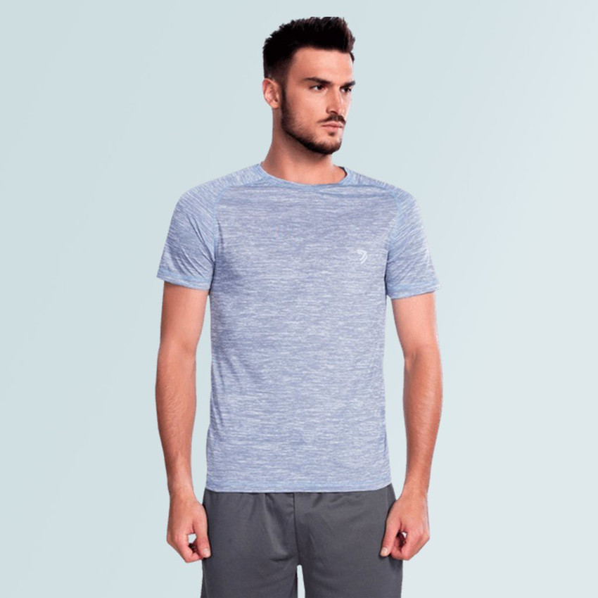 Buy Sporto Solid Men Round Neck Blue 