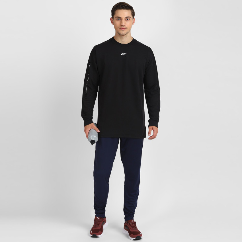 REEBOK Printed Men Round Neck Black T-Shirt - Buy REEBOK Printed Men Round  Neck Black T-Shirt Online at Best Prices in India | Shopsy.in