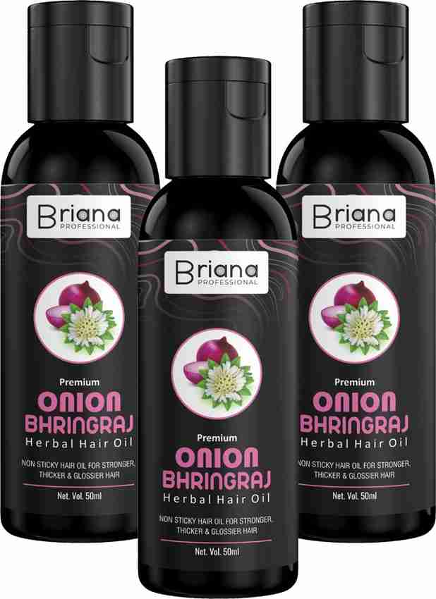 Briana Professional Onion Bhringraj Oil for Hair Regrowth & Hair Fall Control Hair Oil - 50 ml (Pack of 3) Hair Oil - Price in India, Buy Briana Professional Onion Bhringraj Oil Briana Professional Onion Bhringraj Oil for Hair Regrowth & Hair Fall Control Hair Oil - 50 ml (Pack of 3) Hair Oil - Price in India, Buy Briana Professional Onion Bhringraj Oil
