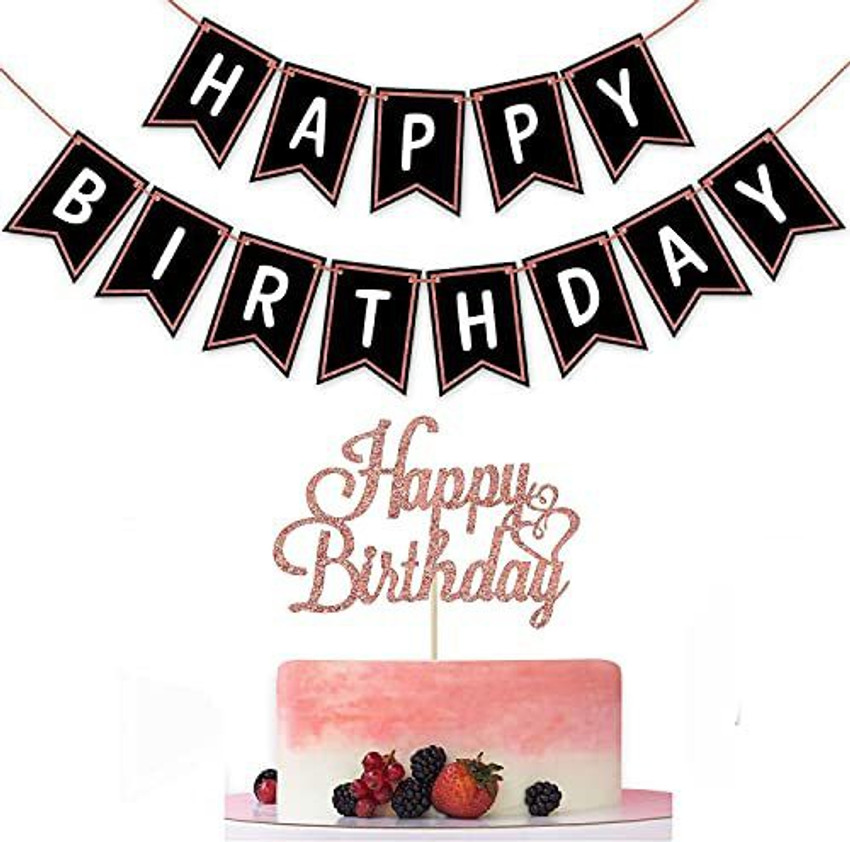 Zyozi Happy Birthday Banner Cake Topper Rose Gold Price In India Buy Zyozi Happy Birthday Banner Cake Topper Rose Gold Online At Shopsy In