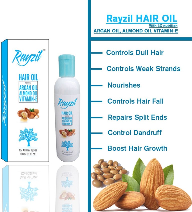 Rayzil Almond oil, Argan oil, Regrowth hair oil, Hair fall oil. ( 100 X 2  )ml Hair Oil - Price in India, Buy Rayzil Almond oil, Argan oil, Regrowth  hair oil, Hair