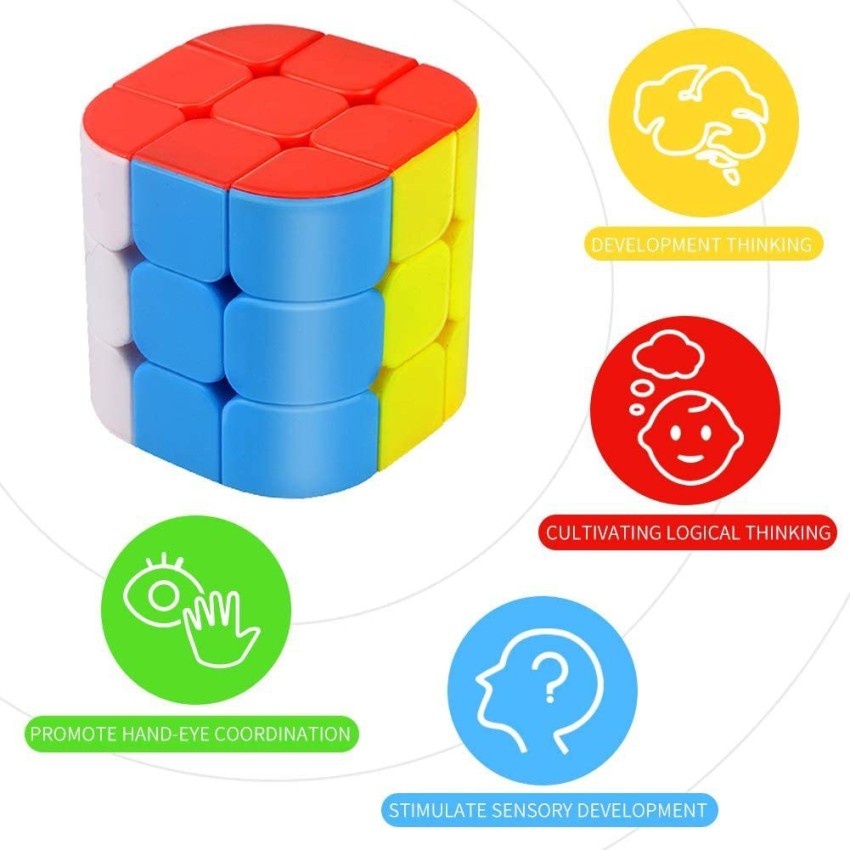 3x3 Cylinder Speed Cube 3x3x3 Stickerless Puzzle Magic Cube Rubik Cube 3D Puzzle Toys for Kids and Adults 