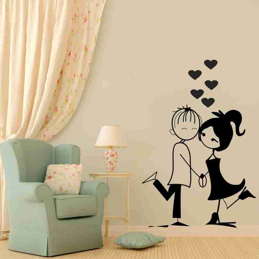 Sudarshn sticker 101 cm Romantic Cartoon Couple' Wall Sticker Cover Area (  101 cm X 69 cm ) Self Adhesive Sticker Price in India - Buy Sudarshn sticker  101 cm Romantic Cartoon