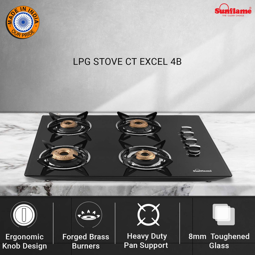 sunflame ct hob 4 burner gas stove