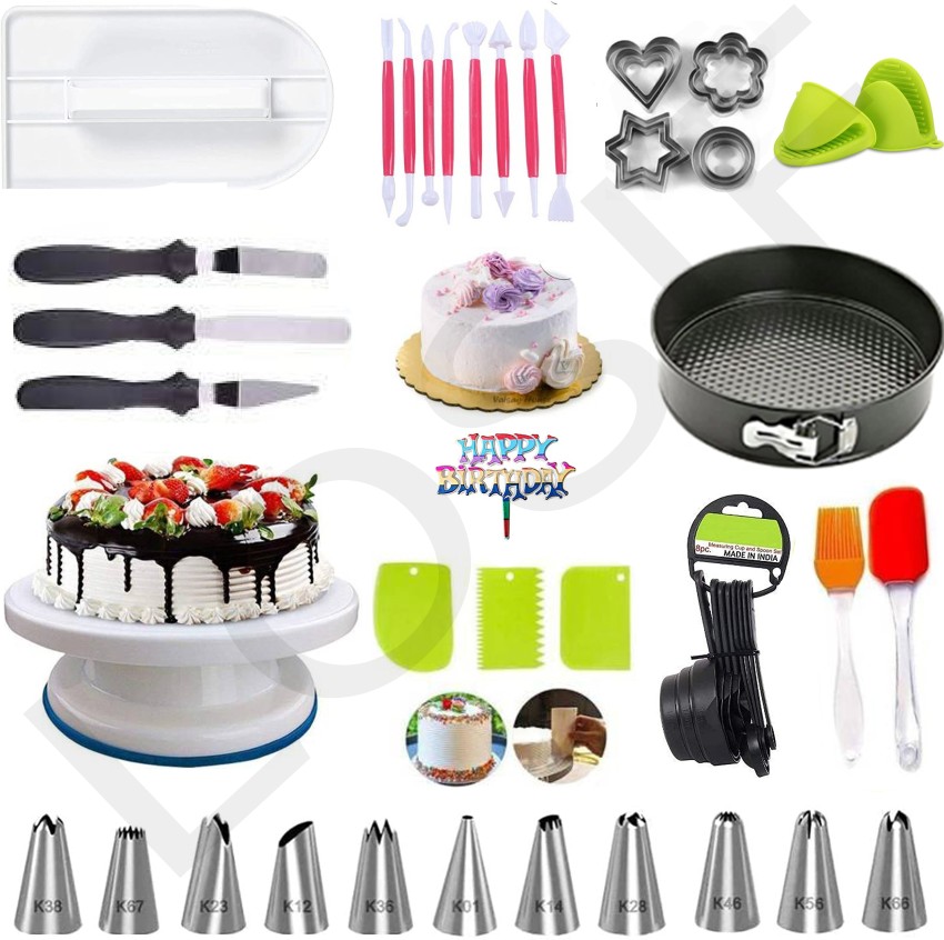 Amazon.com: RFAQK 35PCs Cake Turntable and Leveler-Rotating Cake Stand with  Non Slip pad-7 Icing Tips and 20 Bags- Straight & Offset Spatula-3 Scraper  Set -EBook-Cake Decorating Supplies Kit -Baking Tools: Home &