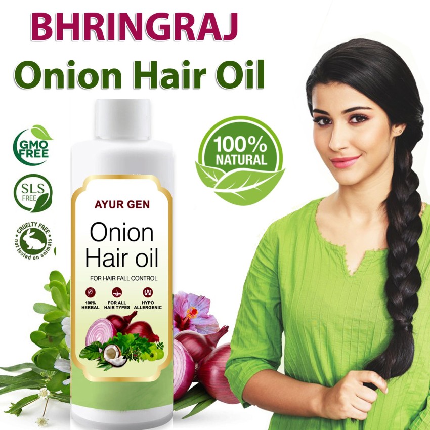 Ayurgenharbal Bhringraj oil with onions/ bhringraj hair growth oil/ onion  and bhringraj hair growth oil/ bhringraj oil with onions/ brahmi amla hair  oil/ khadi amla brahmi hair oil Hair Oil - Price