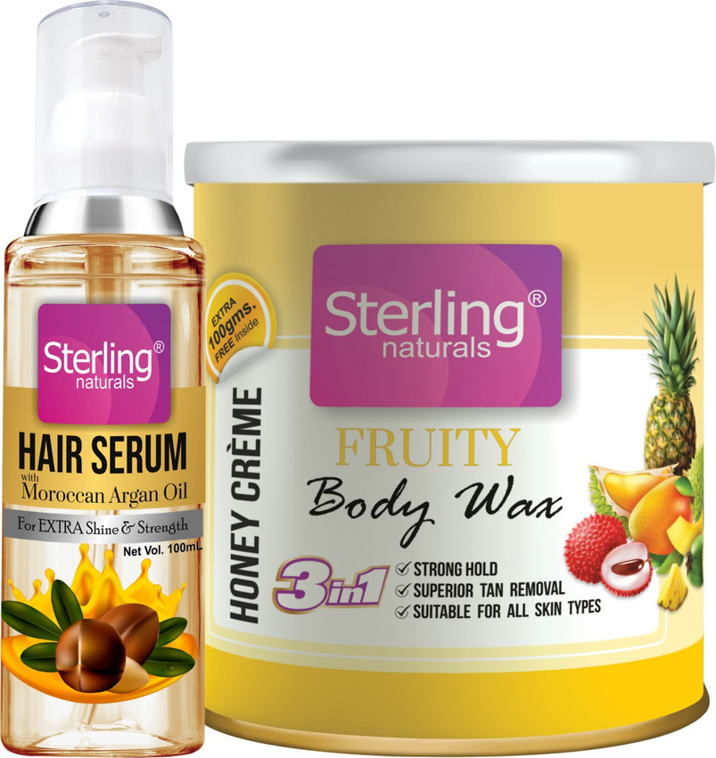 Sterling Naturals HONEY CRÈME Fruity Hair Removal BODY WAX for waxing on arms , Legs and Under Arms for Smooth Soft Look | Hair Serum for Hair Fall Control | Fruity Hair Sterling Naturals HONEY CRÈME Fruity Hair Removal BODY WAX for waxing on arms , Legs and Under Arms for Smooth Soft Look | Hair Serum for Hair Fall Control | Fruity Hair