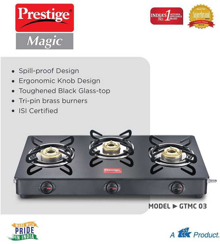 prestige 3 burner designer gas stove