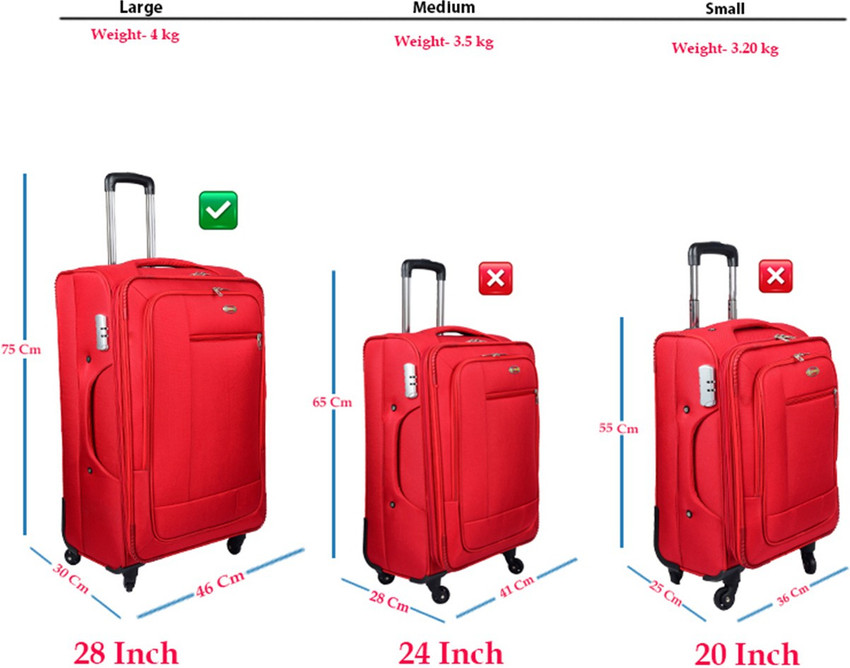 28 inch trolley bag dimensions in cm clearance